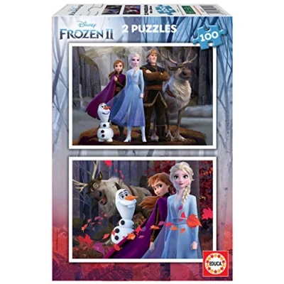 Imagen de Educa Set de 2 Puzzles Infantiles con 100 Piezas imágenes la película Frozen, Disney Medidas: 40 x 28 cm. Recomendados a Partir 6 7 8 años (18111)