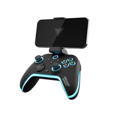 Imagen de Mando Inalámbrico Y Alámbrico Dragonshock Aurora Plus Con Soporte Para Teléfono Negro Ps3