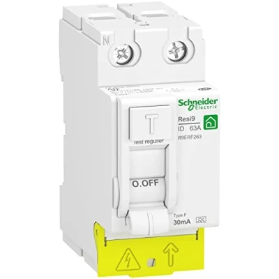 Imagen de Schneider Electric R9PRF263 RESI9 Interruptor diferencial 2P 63A 30mA Tipo Fsi peinable Int Diff XP