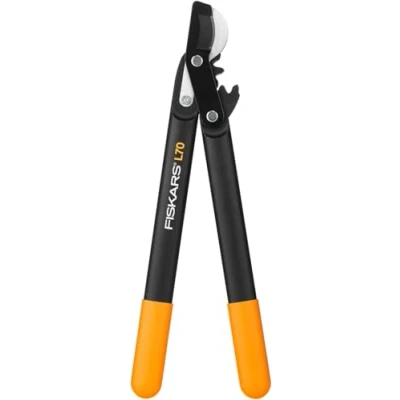 Imagen de Fiskars Podadera con Cuchilla Bypass para Madera Verde, Sistema Cremallera PowerGear, Diámetro Corte 3.8 cm, Cuchillas Acero Templado Antiadherente, Longitud 45 Negro y Naranja, L70, 1002104