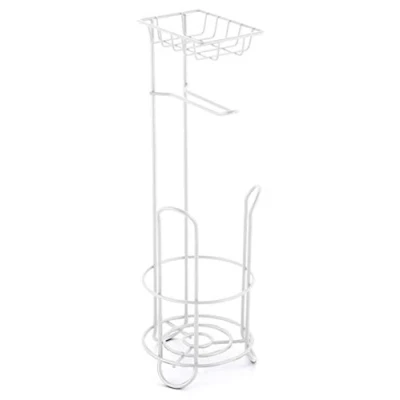 Imagen de Msv Portarrollos Estante, Estrecho Soporte para Papel higiénico de pie, Metal, un Total 3 Rollos, Color Blanco Mate, 61,6x18,4x16,5 cm