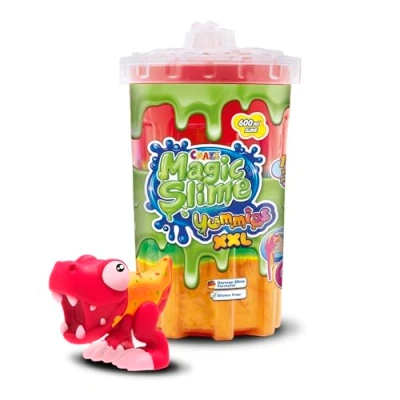 Imagen de CRAZE Magic Slime Yummies XL Pizzino Infantil en Colores neón con Diferentes Personajes para chupar Juego de Lata 600 ml, Colorido sin residuos