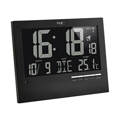 Imagen de TFA Reloj Digital Mural Negro con termómetro