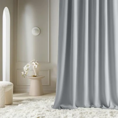 Imagen de ROOM99 Aura Cortina con Cinta fruncidora (140 x 260 cm, Ancho Alto), Color Gris Claro