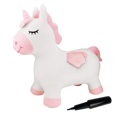 Imagen de Lexibook BGP050UNI Unicornio Saltadora Inflable, Bomba de Mano incluida, Plástico Seguro e Duradero Funda extraíble y Lavable Rosa, Color, Large
