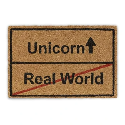 Imagen de Relaxdays Felpudo para Entrada Unicorn Real World, Fibra de Coco, Marrón, 40 x 60 cm, 40x60x1.5 cm
