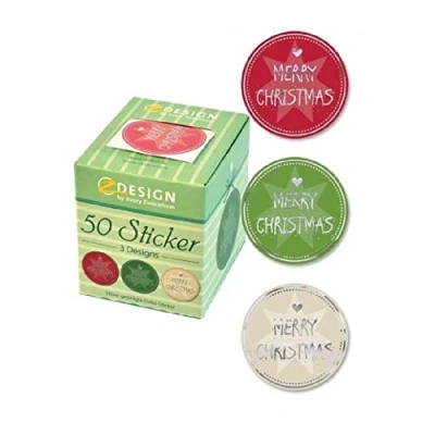 Imagen de Avery Zweckform 56828 A Pegatinas en rollo, diseño con texto Merry Christmas, 50 unidades