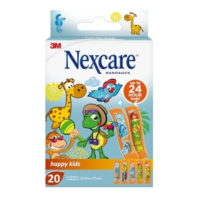 Imagen de Nexcare Happy Kids Tiritas para niños, 19 mm x 72 mm, paquete de 20