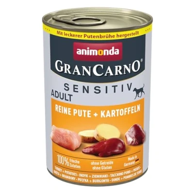 Imagen de comida para perros animonda GranCarno Sensitiv Adult, húmeda adultos, carne pura de pavo + patatas, 6 x 400 g