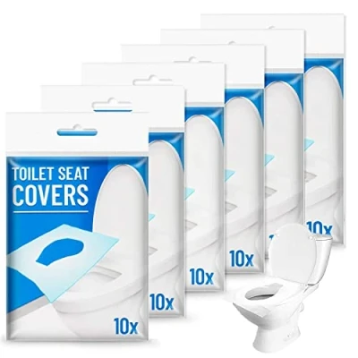 Imagen de ZEACCT 60 Pcs Fundas Protectoras Desechables para Inodoro, de Asiento Inodoro Papel, Cubierta Desechable WC Cubre Water Biodegradable Niños Mujeres Embarazadas Adultos
