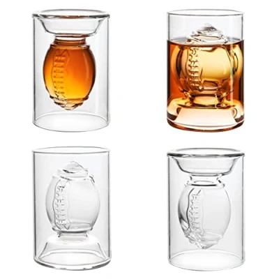 Imagen de 40YARDS vasos de chupito fútbol americano/copas/vasos espresso (4 piezas) Se pueden rellenar por ambos lados: 2 cl y 4 volumen