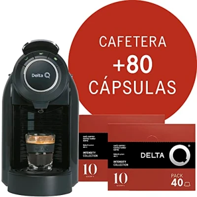 Imagen de Delta Q Cafetera de Cápsulas Qool Evolution Color Negro 19 Bares Presión Capacidad 1 L Incluye 2 Packs 40 Café Qalidus Intensidad 10