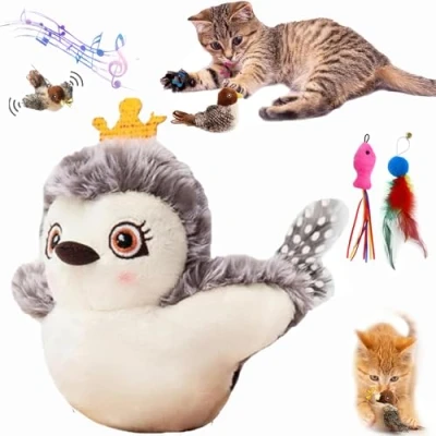 Imagen de Qosneoun Pajaro para Gatos, Flappy Chase, Volador Juguete Bird Cat Toy, Pájaro Tres Modos Gato (C)