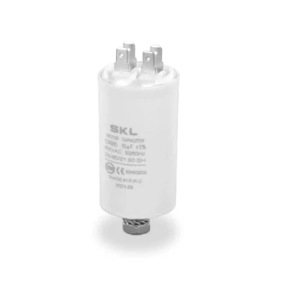 Imagen de DEKAROX condensador universal de 15 µF, 450 V, diámetro 40 x 70 mm, con 6,3 mm AMP, tornillo fijación M8 CBB60, arranque y funcionamiento para electrodomésticos