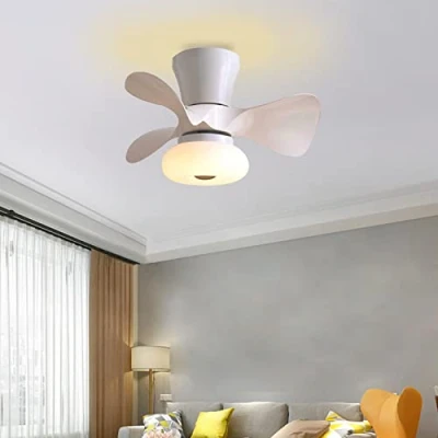 Imagen de ATEEZ Lampara Ventilador Techo Dormitorio LED Regulable Motor Reversible Infantil con Luz Y Mando A Distancia Silencioso 6 Velocidades de Salon Comedor White