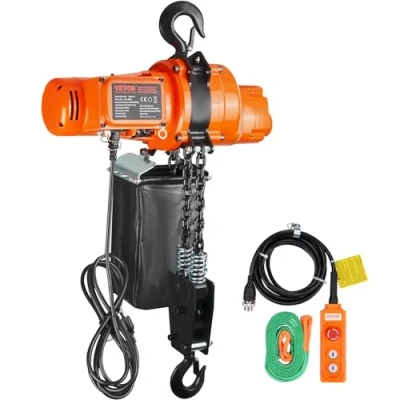 Imagen de VEVOR Polipasto de Cadena Eléctrico Capacidad Carga 998 kg, Altura Elevación 3 m, Grúa Aérea Monofásica con Cadena, Control Remoto Cable m para Garaje, Tienda, Hotel y Hogar