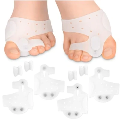 Imagen de HALUTO Separador dedos pie para el juanetes 4 piezas Separadores de los pies con imán silicona Corrector martillo y