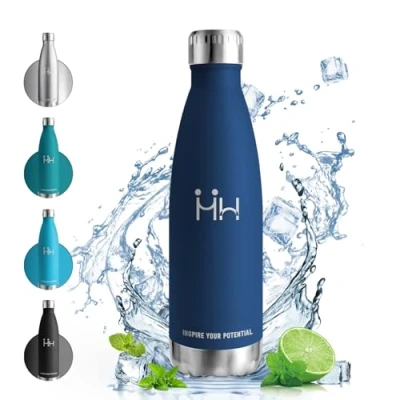 Imagen de Vikaster Botella de agua, 500ml agua acero inoxidable, Mantener 12H Caliente/24 Frío, Termo Sin BPA, termica Niños, Adultos, Exteriores, Oficina, Deporte