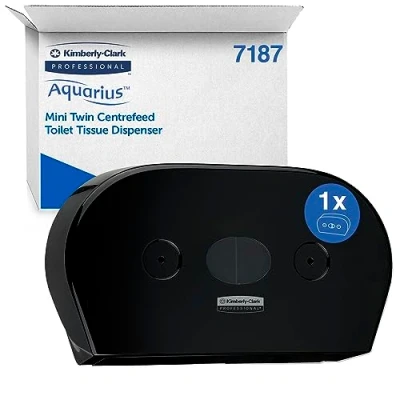 Imagen de Twin Mini Aquarius Portarrollos negro de papel higiénico para baño dispensación central 7187 1 x negro, Dispensador