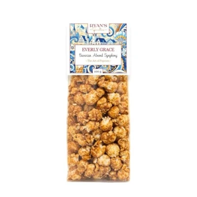 Imagen de Everly Grace Popcorn Bavarian Almond Symphony, 100 g Bolsas de palomitas con caramelo y almendras tostadas nuestra fábrica en Augsburgo, Alemania