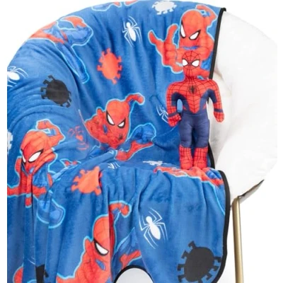 Imagen de Manta Infantil Suave y Almohada Mini con diseño de Marvel Spiderman 130 x 150 cm Juego Forro Polar para niño