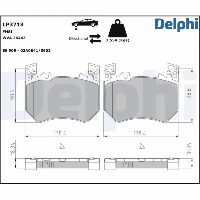 Imagen de DELPHI LP3713 Juego de pastillas freno preparado para indicador desgaste Chapa antichirridos sin accesorios MERCEDES BENZ: Clase S Berlina