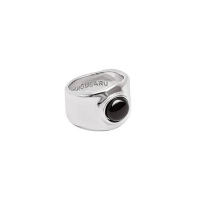 Imagen de SINGULARU Anillo My Onyx Macizo de Latón con Acabado Baño Rodio y Piedra Onix Joyas para Mujer Hecho en España Varios Acabados Tallas Talla 16