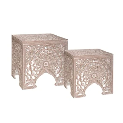 Imagen de ATMOSPHERA CREATEUR D&#039;INTERIEUR Mesa Auxiliar Terre Beige x2