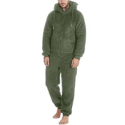 Imagen de Pijama Hombre y Mujer Entero Invierno, Parejas de Una Pieza Mono con Cremallera, Forro Polar, Pijamas Enteros Polar para Adultos Regalos Hombres Adolescentes S 5XL