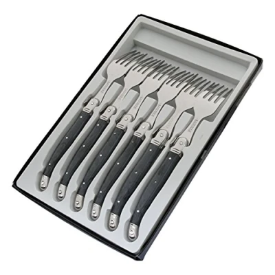 Imagen de Pradel Excellence Caja de 6 Tenedores Laguiole, Acero Inoxidable, Color Gris, 25.7 x 16.7 2 cm,