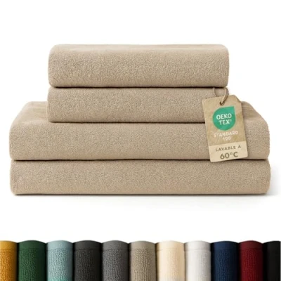 Imagen de Blumtal Juego de 2 Toallas Baño (70x140cm) + Manos (50x100cm) Suaves y Absorebentes, 100% algodón, Certificado Oeko Tex 100, Taupe