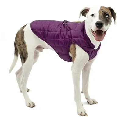 Imagen de Kurgo Loft Abrigo/Chaqueta para Perro de Diseño Reversible, Impermeable, Ajustable, Morado/Gris, M