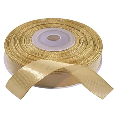Imagen de AERZETIX C55565 Rollo de cinta raso satén 12mm x 25m color oro claro tira embalaje regalo para decoración boda cumpleaños fiesta en poliéster