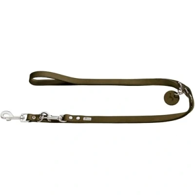 Imagen de HUNTER Correa Ajustable para Perro de Piel, Lisa, Resistente, Flexible, 2 x 200 cm, Color Verde Oliva