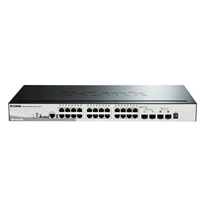 Imagen de D Link DGS 1510 28P/E, 28 Puertos Layer 2/3 Smart Managed Gigabit Stack Switch (24x 10/100/1000 Mbit/s PoE Puertos, 2X SFP, 10G SFP+) Cordon d&#039;alimentation UE uniquement