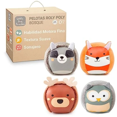 Imagen de Little Big Friends Las Pelotas de Peluche Set 4 Juguete sensoriales para bebé Tema del Bosque