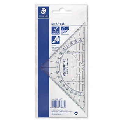 Imagen de Escuadra Staedtler 568 38 Mars. Para geometría, 16 cm, resistente, fácil de manejar, con funda poliuretano