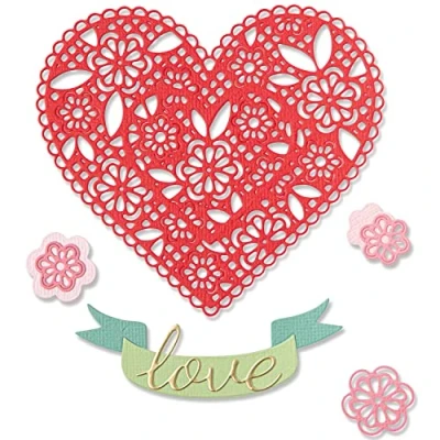 Imagen de Sizzix Juego de Troqueles Thinlits, 10 Unidades, diseño corazón tapete por Jennifer Ogborn 666017 Capítulo 4 2022 Wafer, Plástico Papel, Grey, One Size