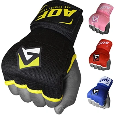 Imagen de AQF Vendas Boxeo, Guantes Interiores Muñeca Elasticas Tape Vendaje 100cm Largo, De Boxeo Protector Mano Wraps 4 Dedos para Muay Thai, Taekwondo &amp; MMA (Negro, L)