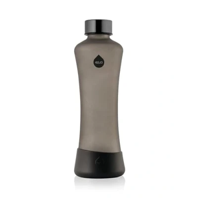 Imagen de EQUA Botella de cristal Squeeze 550 ml, reutilizable, a prueba fugas, sin BPA, mate, base silicona, pimienta, pimienta