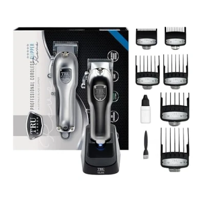 Imagen de Tru barber Cortapelos Hombre Profesional, Recargable,con bateria de larga Duracion Maquina Cortar Pelo Con Palanca Ajustable, Distintas Medidas Corte, Incluye Base