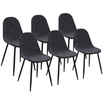 Imagen de Lot de 6 chaises en velours gris foncé