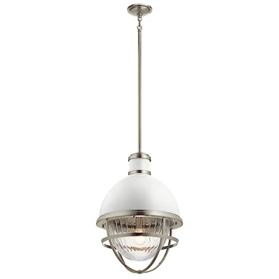 Imagen de HINKLEY Lighting Elstead Kichler Tollis Lámpara colgante Globe de níquel cepillado y blanco