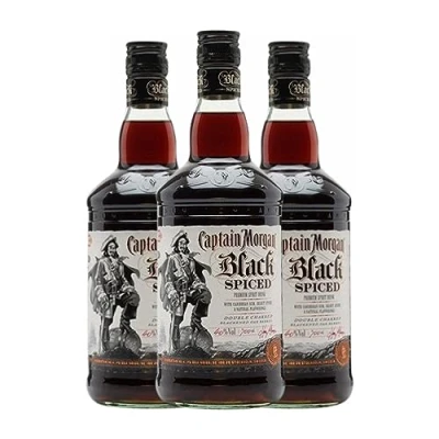 Imagen de Ron Captain Morgan Black Spiced Añejo Botella Misil 1 L (Caja de 3 L)