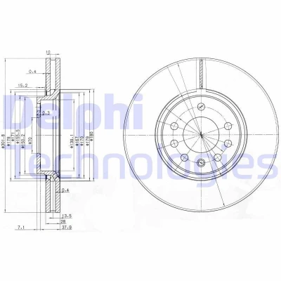 Imagen de DELPHI BG3772C Disco de freno 302 28 5 ventilado revestido sin procesar cojinete rueda, anillo sensor ABS OPEL: Vectra C Berlina, CC
