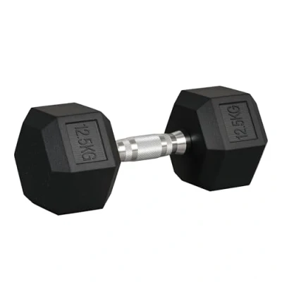 Imagen de HOMCOM Mancuerna Hexagonal 12,5 kg de Hierro Fundido Pesas Acero Recubiertas Goma con Mango Moleteado para Musculación Entrenamiento en Casa Gimnasio