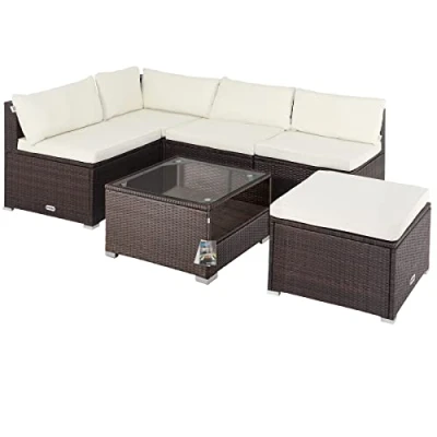 Imagen de CASARIA Conjunto XL Muebles Jardín Lounge Poliratán Acero 5 Pers Mesa Cojines Lavables Intemperie