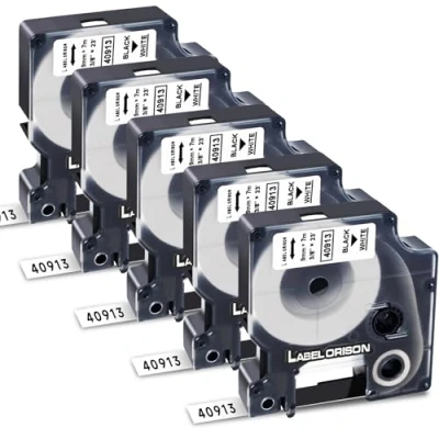 Imagen de Label Orison Cinta de etiquetas compatible como repuesto para Dymo D1 40913 S0720680 LabelPoint 200 250 300 LabelManager 120P 160 280 360D 420P 450D 500TS, negro sobre blanco, 5 unidades