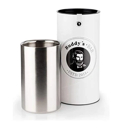 Imagen de Buddy&#039;s Bar Refrigerador de vino/vino espumoso acero inoxidable alta calidad para botellas, doble pared, diámetro interior 10 cm, altura 20 mateado