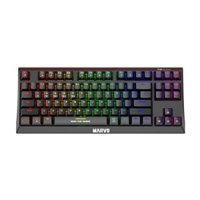 Imagen de Marvo KG953W teclado mecánico inalámbrico y Bluetooth para juegos, diseño de 80%, retroiluminación arcoíris, antifantasma completo, interruptores profesionales azules rojos, del Reino